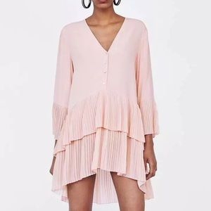 Zara Pleated Dress/Blouse/Tunic in Blush